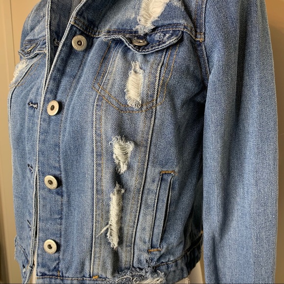 DISTRESSED DESTROYED DENIM JEAN JACKET - Picture 3 of 13